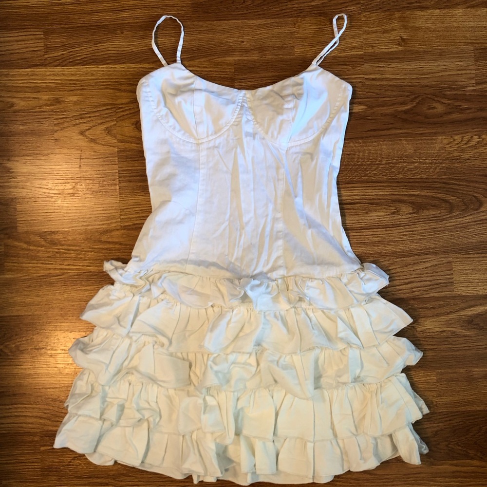 SOLD - Betsey Johnson white bustier ruffle dress